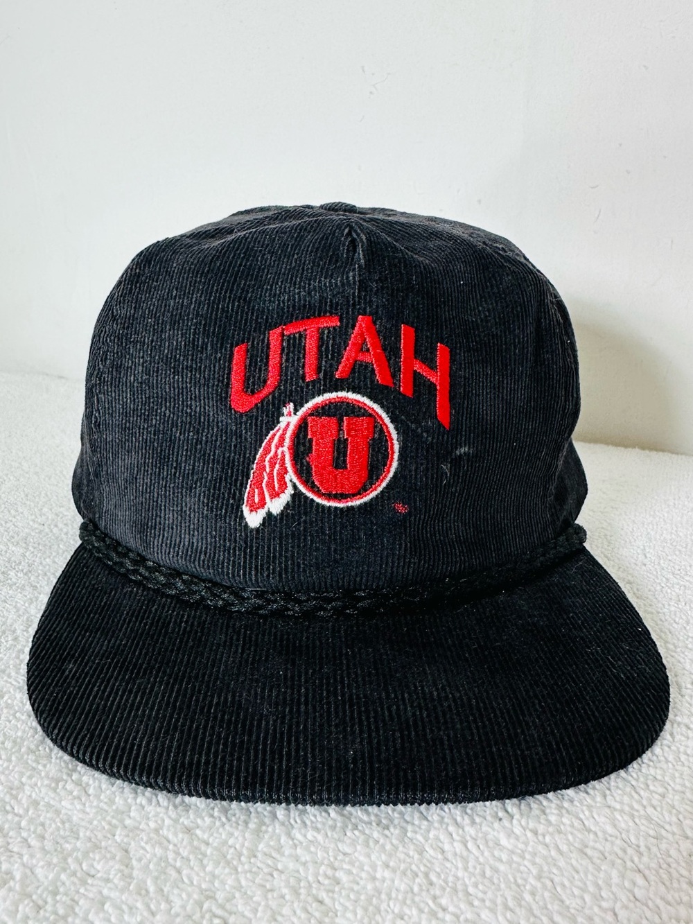Vintage University Of Utah Corduroy Trucker Hat Classic Sportswear Strapback